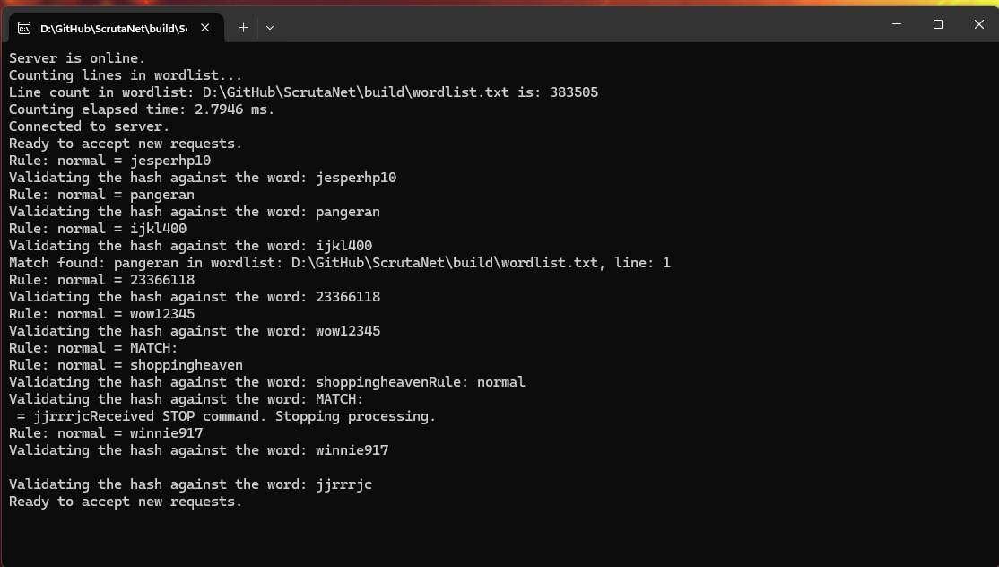 Client CLI screenshot