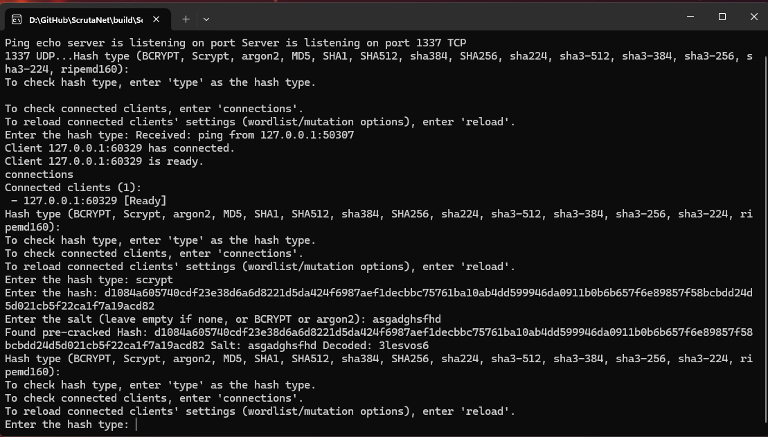 Server CLI screenshot